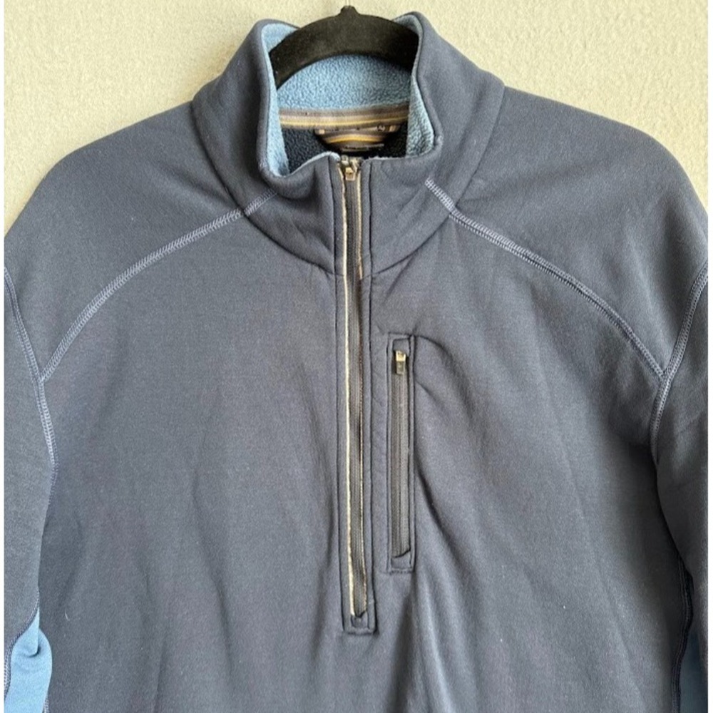 REI Pullover Men XL Blue Quarter Zip Fleece Thumbhole Hiking  Outdoor Activewear